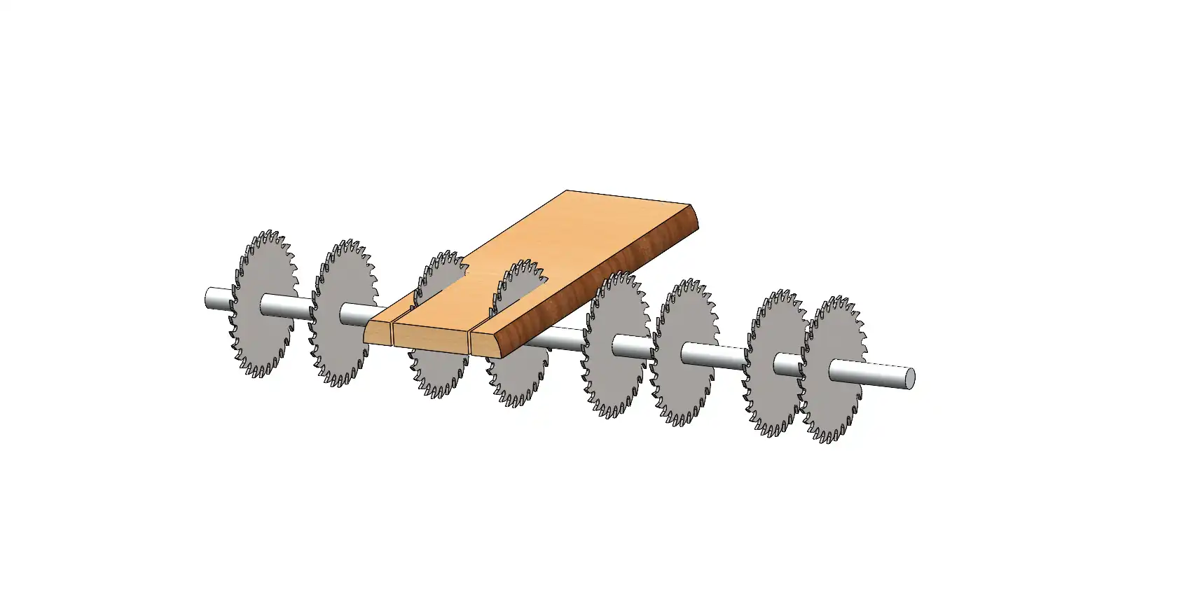 M.S.Y.M.60 - MECHANICAL SYSTEM COMBINED  BOARD EDGER & MULTI RIP SAW (WITH 8 SAWS)